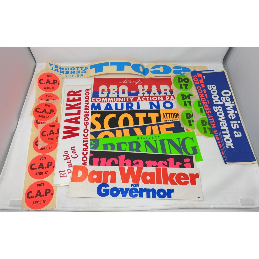 Vintage '60s - '80s Political Bumper Stickers Unused